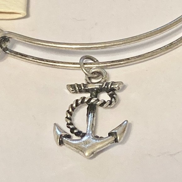 Nautical Anchor Charm Bracelet Beach Island Bangle Stackable Silver Plated 8" - Picture 3 of 12